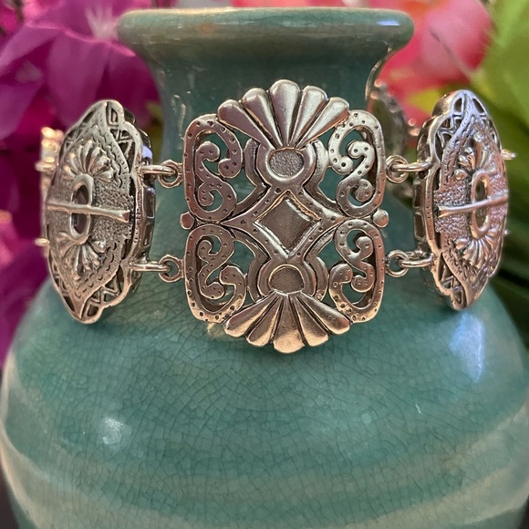 Silpada Sterling Silver Story Book Intricate Artisan Design Bracelet B2907 - Picture 2 of 15